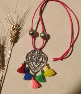 Metal & Fabric Necklace